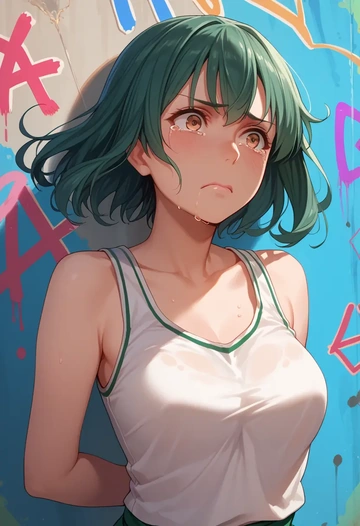 kantai_collection,yuubari_(kancolle),abstract graffiti tank,dolphin shorts  - AI generated anime art