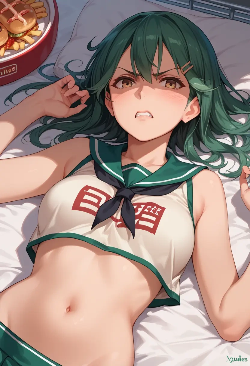 kantai_collection,yuubari_(kancolle),crop top,athletic shorts  - 