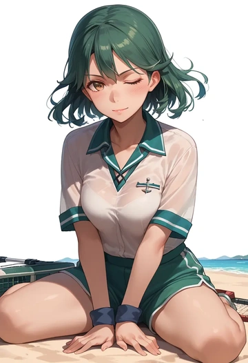 kantai_collection,yuubari_(kancolle),tennis polo,skort  - AI generated anime art