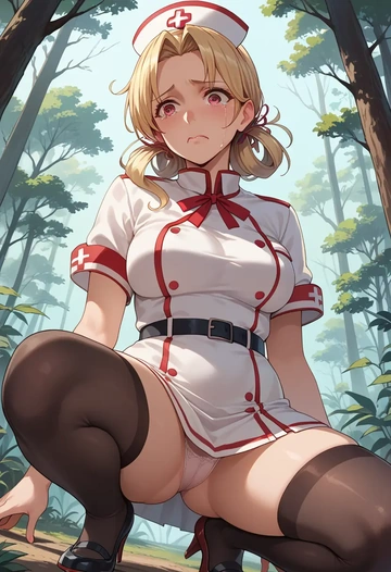 kantai_collection,yuudachi_(kancolle),nurse pantyhose,mini skirt, sexy  - AI generated anime art