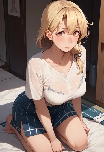 kantai_collection,yuudachi_(kancolle),pop art shirt,dolphin shorts  - AI generated anime art