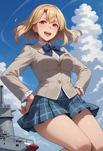 kantai_collection,yuudachi_(kancolle),spring,student uniform,blazer  - AI generated anime art