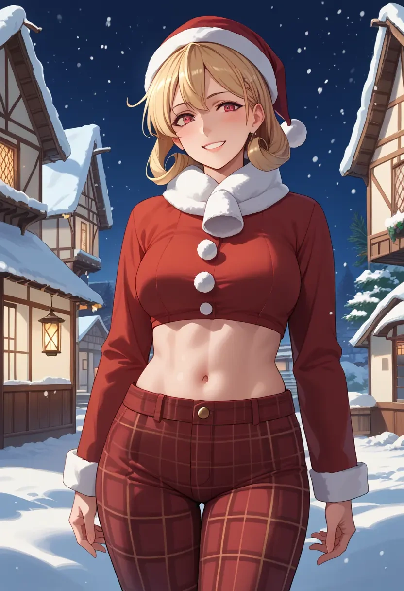 kantai_collection,yuudachi_kai_ni_(kancolle),Christmas,plaid trousers  - 