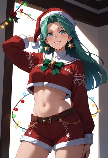 kantai_collection,yuugumo_(kancolle),Christmas,red velvet shorts  - AI generated anime art