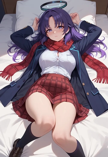 blue_archive,yuuka_(blue_archive),winter,student uniform,plaid skirt  - AI generated anime art