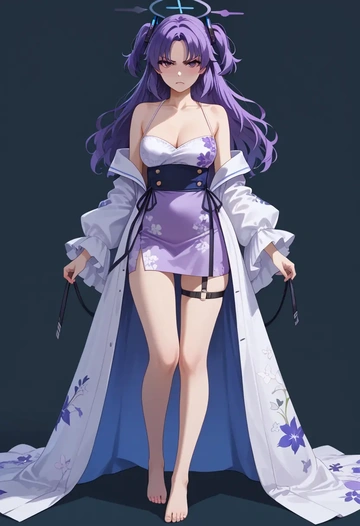 blue_archive,yuuka_(blue_archive),silk slip dress,floral prints  - AI generated anime art