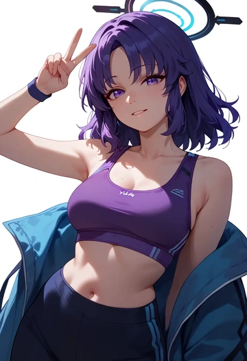 blue_archive,yuuka_(blue_archive),sports bra,high-waisted leggings  - AI generated anime art