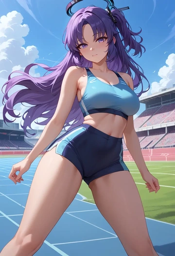 blue_archive,yuuka_(track)_(blue_archive),yoga shorts  - AI generated anime art