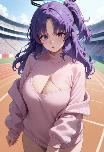 blue_archive,yuuka_(track)_(blue_archive),sweater  - AI generated anime art