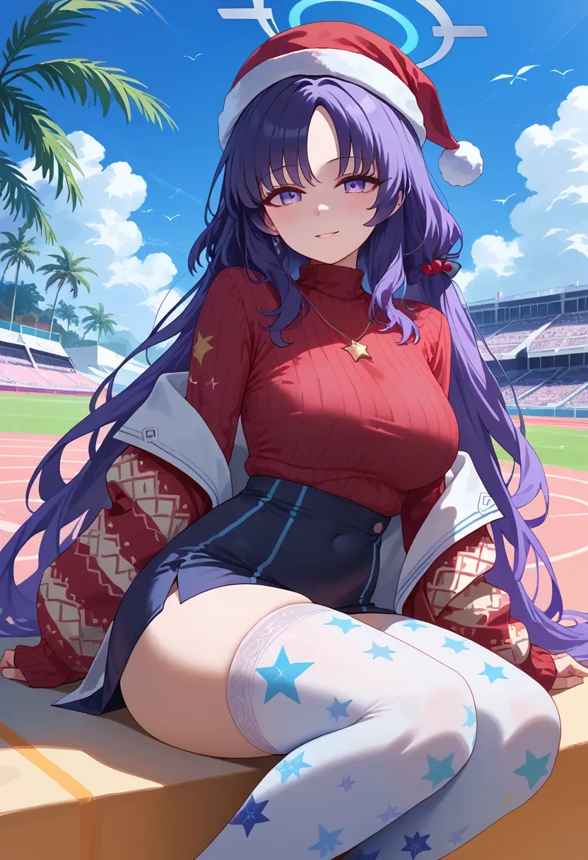 blue_archive,yuuka_(track)_(blue_archive),Christmas,sweater dress,stockings  - 