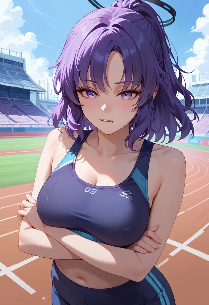 blue_archive,yuuka_(track)_(blue_archive),sports bra,high-waisted leggings  - 