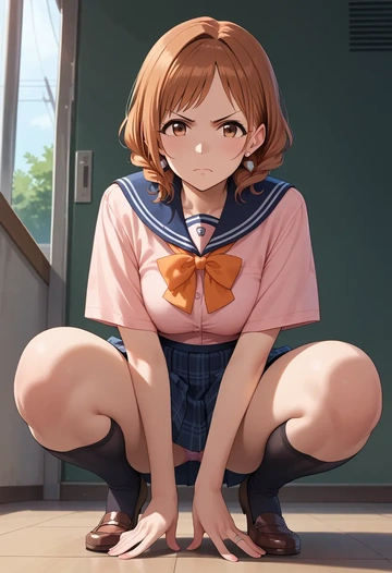 idolmaster,yuuki_haru,jk uniform, stockings  - AI generated anime art