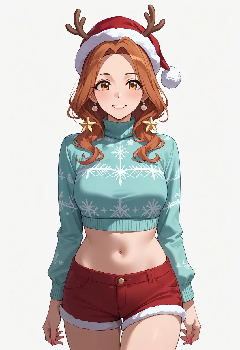 idolmaster,yuuki_haru,Christmas,red velvet shorts  - 