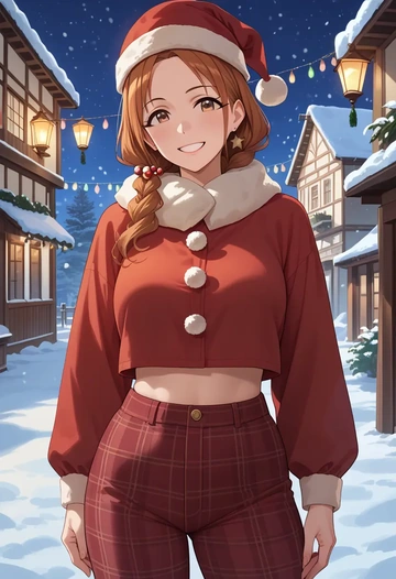 idolmaster,yuuki_haru,Christmas,plaid trousers  - AI generated anime art