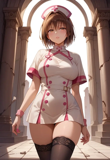 to_love_ru,yuuki_mikan,nurse pantyhose,mini skirt, sexy  - AI generated anime art