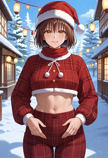 to_love_ru,yuuki_mikan,Christmas,plaid trousers  - AI generated anime art