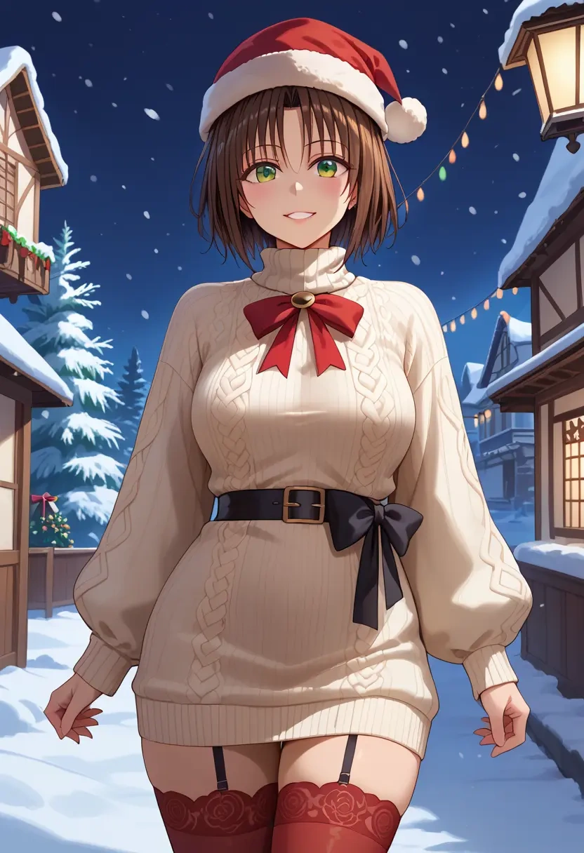 to_love_ru,yuuki_mikan,Christmas,sweater dress,stockings  - 