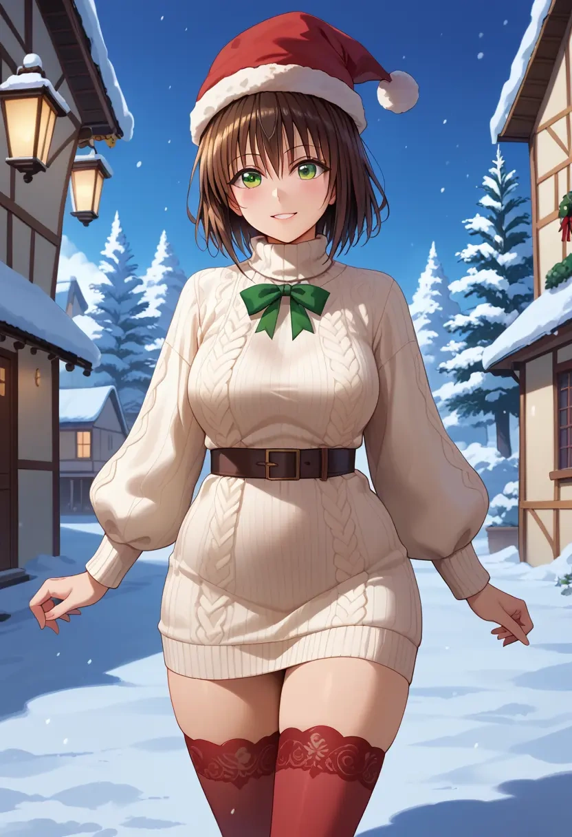 to_love_ru,yuuki_mikan,Christmas,sweater dress,stockings  - 