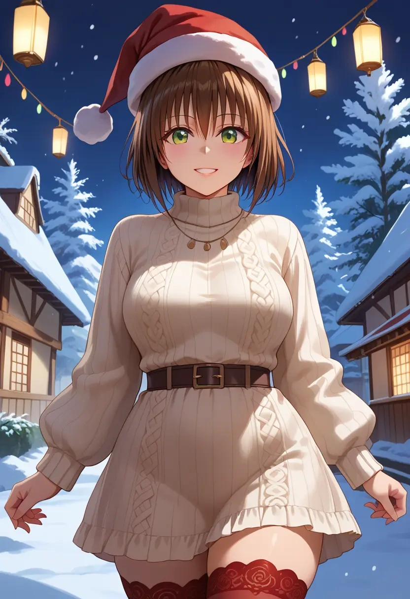 to_love_ru,yuuki_mikan,Christmas,sweater dress,stockings  - 