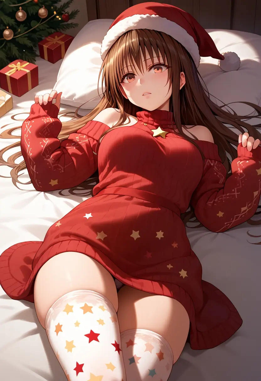 to_love_ru,yuuki_mikan,Christmas,sweater dress,stockings  - 