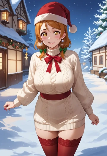 love_live,yuuki_setsuna_(love_live),Christmas,sweater dress,stockings  - AI generated anime art