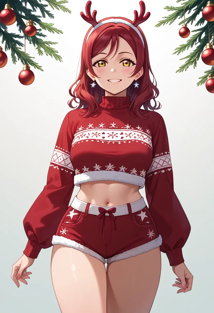 love_live,yuuki_setsuna_(love_live),Christmas,red velvet shorts  - 