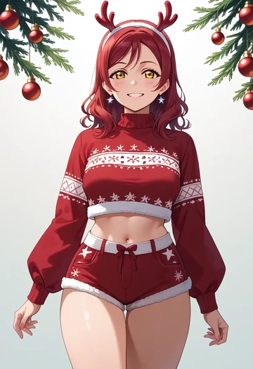 love_live,yuuki_setsuna_(love_live),Christmas,red velvet shorts  - AI generated anime art