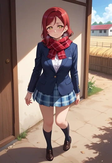 love_live,yuuki_setsuna_(love_live),winter,student uniform,plaid skirt  - AI generated anime art