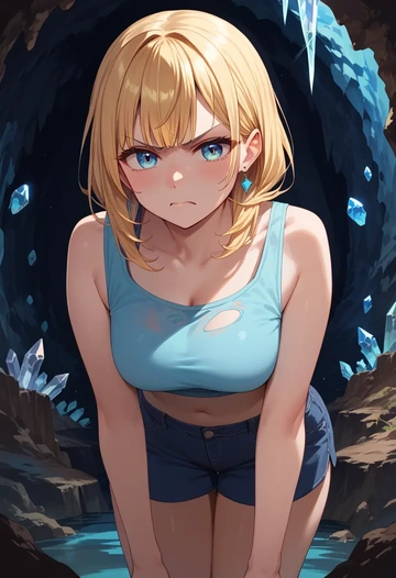 hololive,yuzuki_choco,crop top,loose joggers,headset  - AI generated anime art