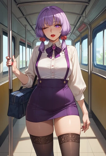 voiceroid,yuzuki_yukari,secretary,stockings  - AI generated anime art