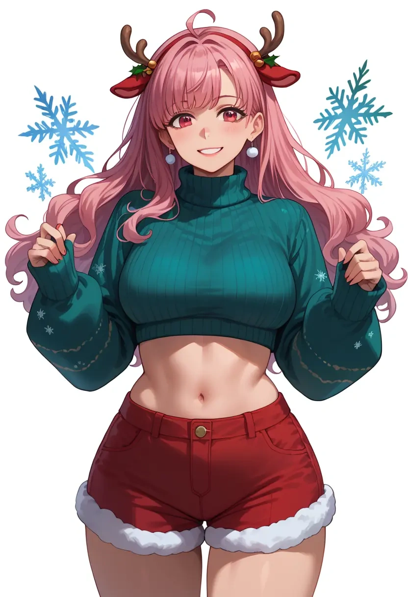 guilty_crown,yuzuriha_inori,Christmas,red velvet shorts,turtleneck sweater  - 