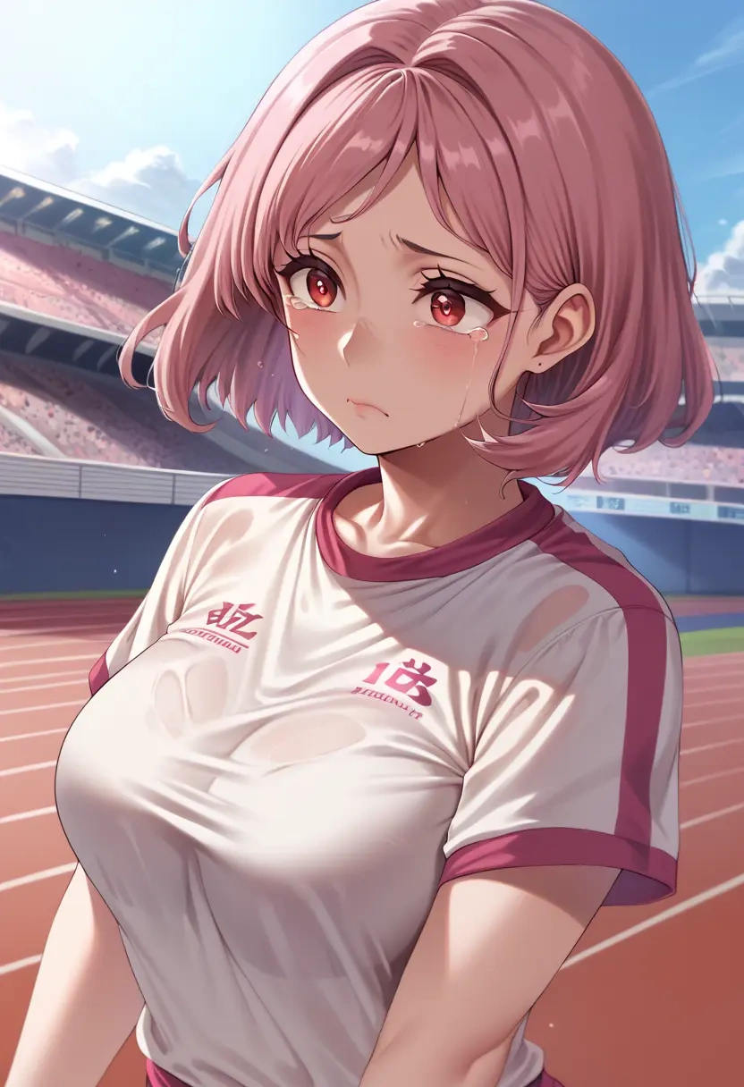 guilty_crown,yuzuriha_inori,running shirt,shorts,sneakers  - 