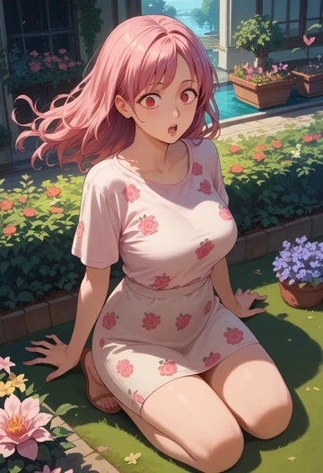 guilty_crown,yuzuriha_inori,pop art shirt,dolphin shorts  - AI generated anime art