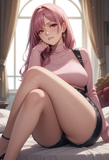 guilty_crown,yuzuriha_inori,leather,shorts  - AI generated anime art