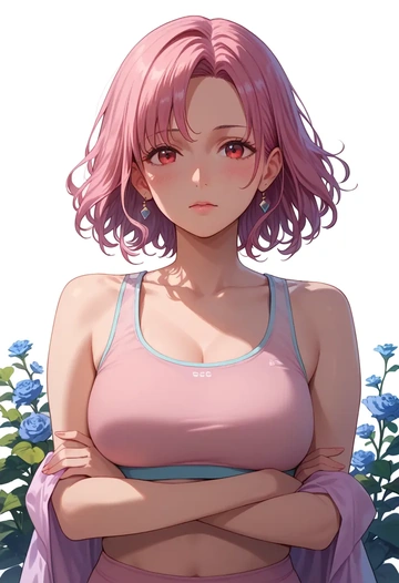 guilty_crown,yuzuriha_inori,sports bra,wide-leg joggers  - AI generated anime art