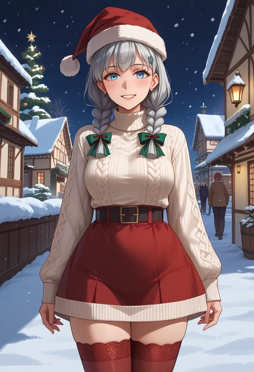 kantai_collection,z1_leberecht_maass_(kancolle),Christmas,sweater dress,stockings  - 