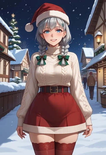 kantai_collection,z1_leberecht_maass_(kancolle),Christmas,sweater dress,stockings  - AI generated anime art