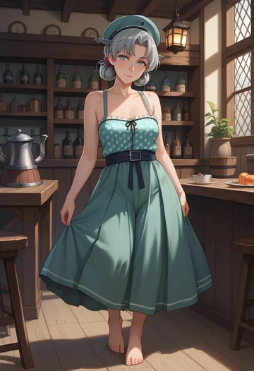 kantai_collection,z1_leberecht_maass_(kancolle),silk slip dress,polka dots  - AI generated anime art