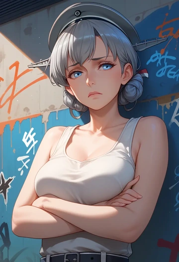 kantai_collection,z1_leberecht_maass_(kancolle),abstract graffiti tank,dolphin shorts  - AI generated anime art