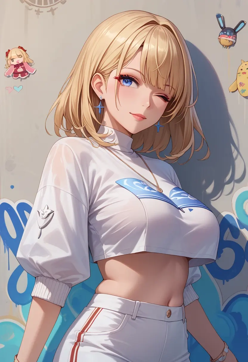 azur_lane,z23_(azur_lane),cropped graffiti sweatshirt,dolphin shorts  - 