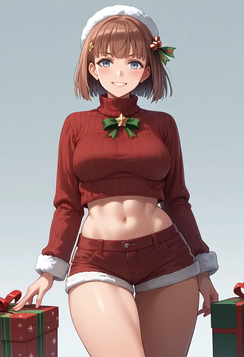 kantai_collection,z3_max_schultz_(kancolle),Christmas,red velvet shorts,turtleneck sweater  - 