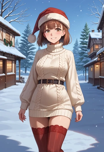 kantai_collection,z3_max_schultz_(kancolle),Christmas,sweater dress,stockings  - AI generated anime art