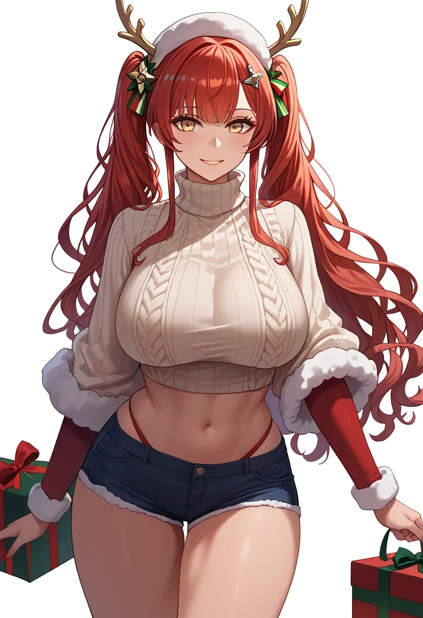 azur_lane,zara_(azur_lane),Christmas,red velvet shorts,turtleneck sweater  - 