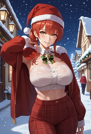 azur_lane,zara_(azur_lane),Christmas,plaid trousers  - AI generated anime art