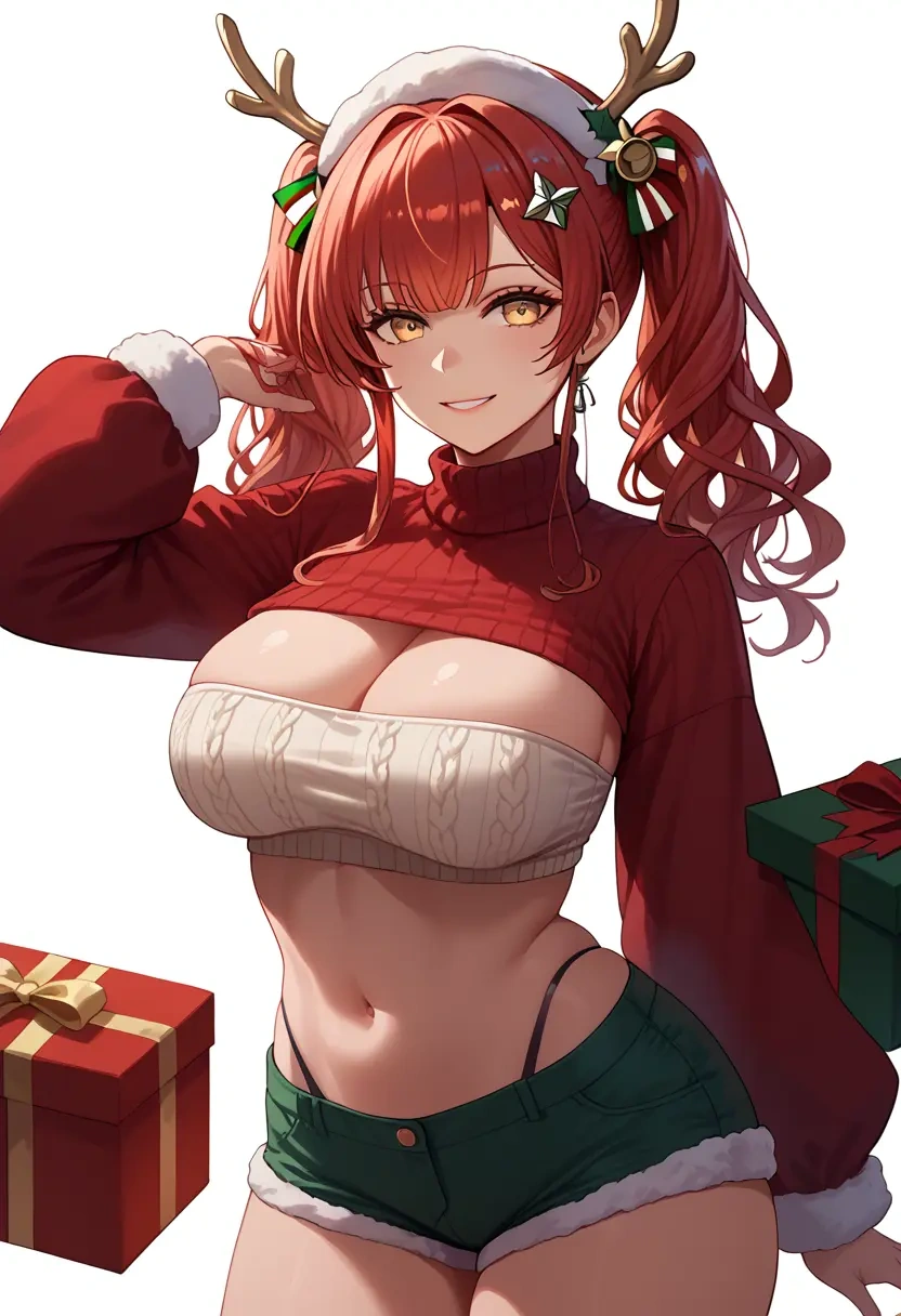 azur_lane,zara_(azur_lane),Christmas,red velvet shorts,turtleneck sweater  - 