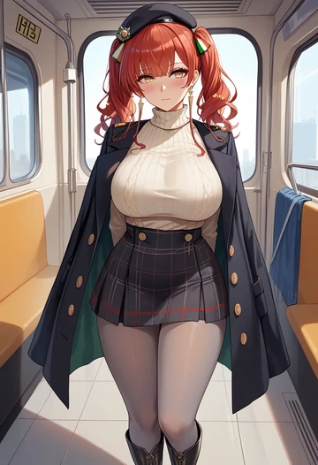 azur_lane,zara_(azur_lane),winter,student uniform,pea coat  - AI generated anime art