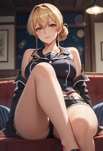 kantai_collection,zara_(kancolle),leather,shorts  - AI generated anime art