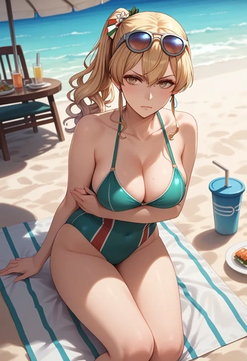 kantai_collection,zara_(kancolle),swimsuit,sexy  - AI generated anime art