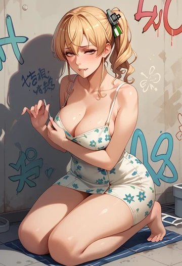 kantai_collection,zara_(kancolle),floral graffiti blouse,dolphin shorts  - AI generated anime art