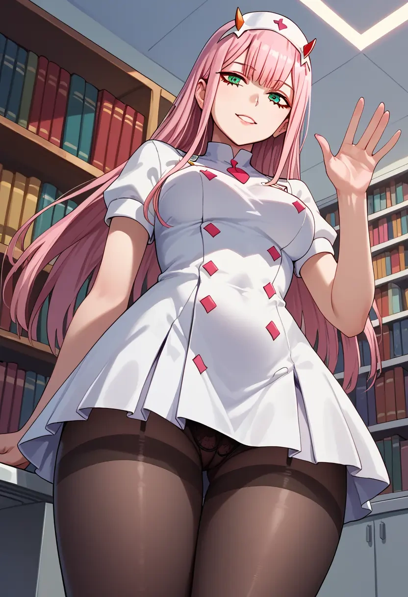 darling_in_the_franxx,zero_two_(darling_in_the_franxx),nurse pantyhose,mini skirt, sexy  - 